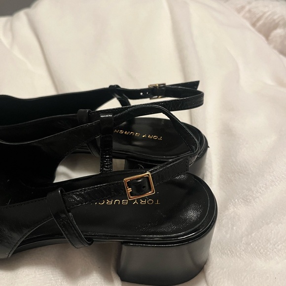 Tory Burch Black Cap-Toe Slingback Low Block Heel Mules - Picture 8 of 8